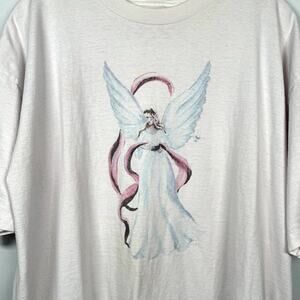 Vintage 90s AmeriTees Light Pink Single Stitch Angel Cotton T-Shirt Size 2XL